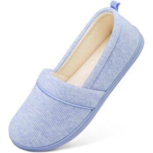 Women's Lightweight Light Blue Loafer Memory Foam Non Slip Slippers Boot Shoes